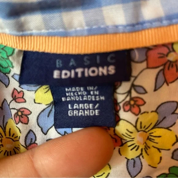 H7 Basic editions shirt Womens L large Floral Sleeveless Button-Up Top - Picture 6 of 7